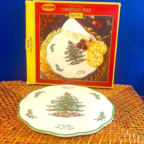 BRAND NEW IN BOX Spode Christmas Tree 9" Cheese  Cookie Plate Trivet - Picture 1 of 5